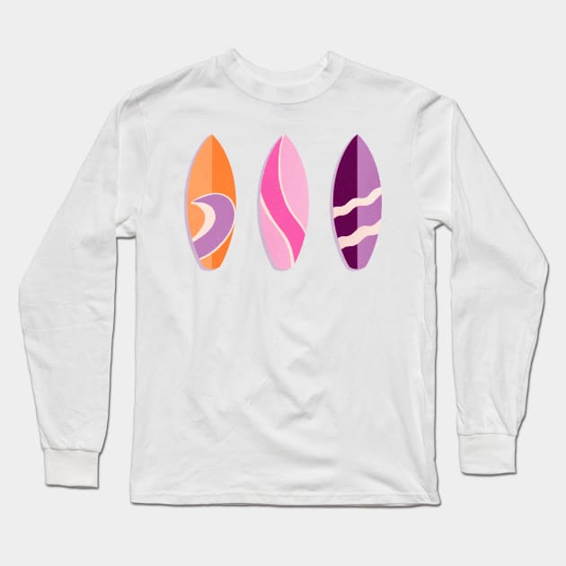 colorful surfboards- pink, orange and purple Long Sleeve T-Shirt by Home Cyn Home 